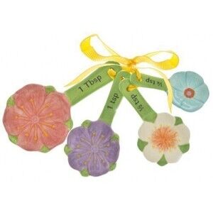4 Piece Ceramic Flowers Measuring Spoon Set  ER28881 - Ganz - 661371498003 * NEW